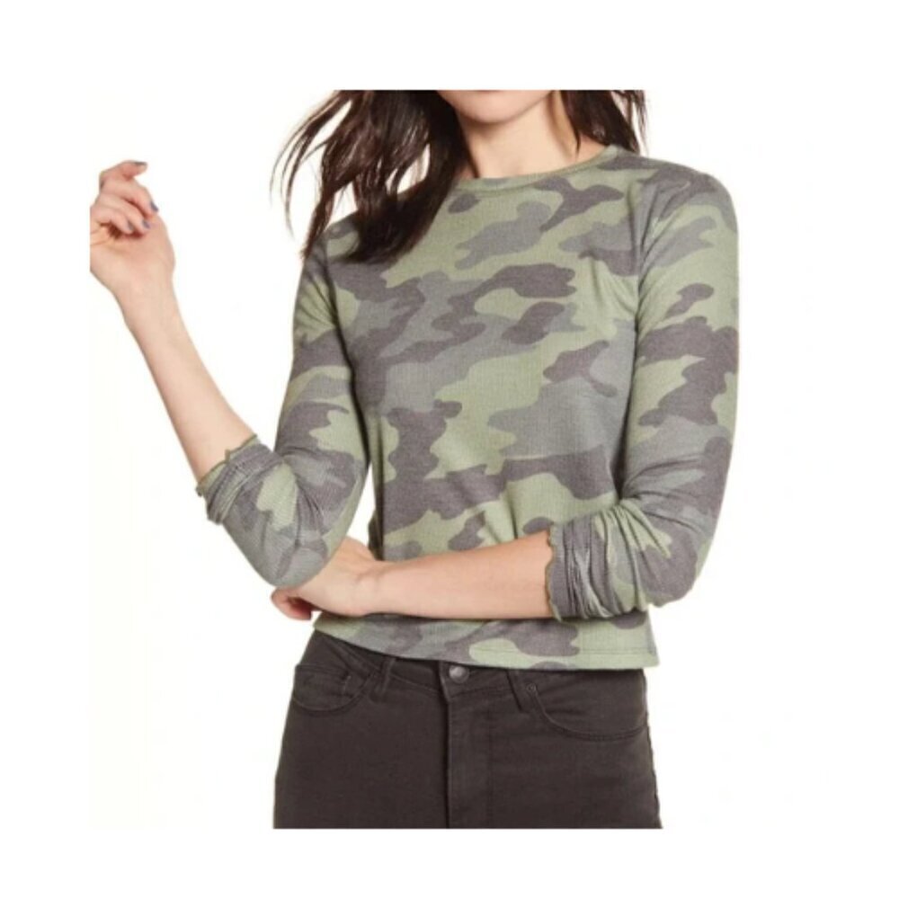 BP NWT Women's Large Camo Thermal Crew Neck Long Sleeve Top Shirt